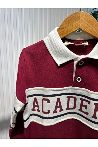 Canbi Kids Boy's Academy Written Polo Collar Sweatshirt Elastic Waist Jeans Trousers Set of 2