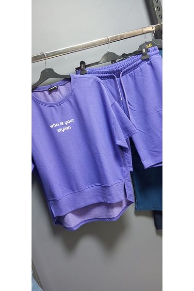 AKŞEN GİYİM FEMEII MĂRIME MARE 100% BUMBAC TREI fire, DOUĂ BUCURI, PANTALONI SCURT, MÂNECĂ SCURTĂ, FAȚĂ, TRICOU SCURT, PARTEA DE SUS