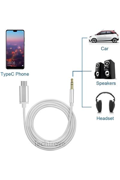 Hatreds Type-C to Aux Ses Kablosu TypeC Aux Kablo Beyaz