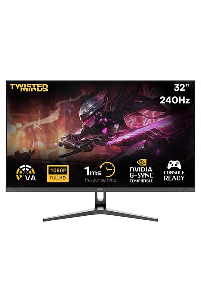 Twisted Minds TM32FHD240VA Supreme Series, 32 Inch Gaming Monitor, FHD VA, 240 Hz 1ms, Adjustable Stand, HDMI 2.1