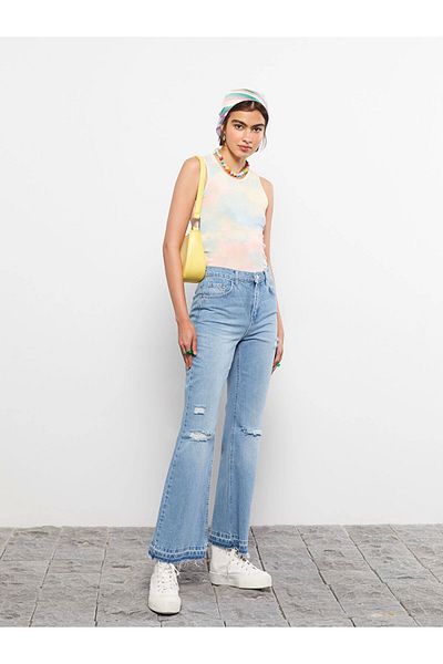 LC Waikiki LCW Jeans Γυναικείο τζιν παντελόνι INDIGO High Waist Mars Flare