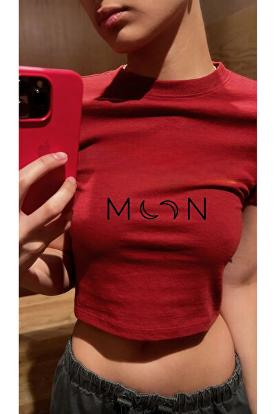 Bravebell Red Moon Moon Model Women's Crop Body T-Shirt