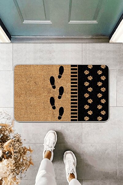 Genel Markalar Bej Kedi Patili Kapı Önü Paspası KP06