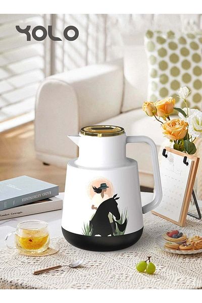 Yolo 1 Liter Coffee/Tea Vacuum Flask with Heat Insulation – Urban Lady Design, Black Color, Stylis