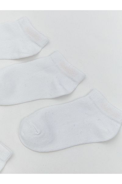 LC Waikiki Boy's 5-Pack Cotton Solid White Color Booties Socks
