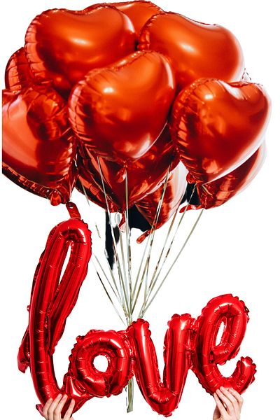 Baloncu Dede Heart Patterned 10 Pieces Red Foil Helium Balloon 1 Piece Love Balloon Balloon for Lover and Special Day