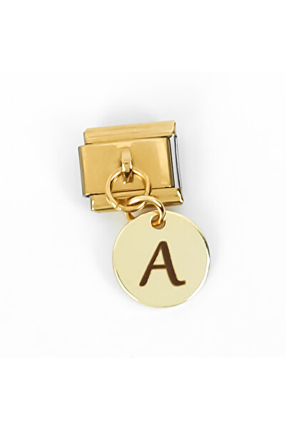 yfhobi Çelik İtalyan Bileklik Charmı, 1 Adet Paslanmaz Çelik Harf Charm, Gold...