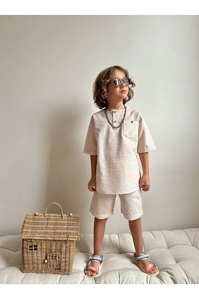 YİGİT BUTİK Yigit Butik Poplin Fabric Boy's Shorts Suit