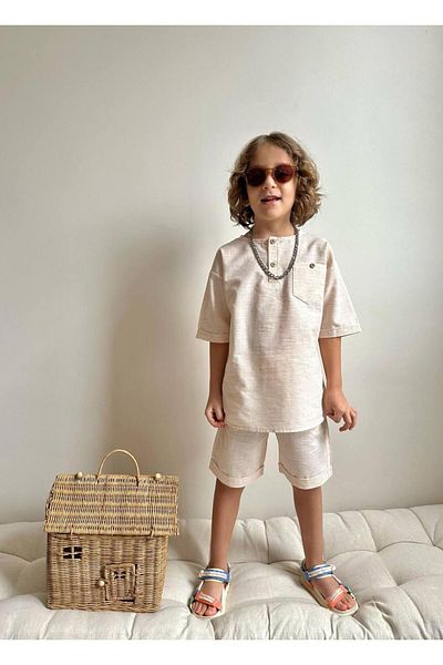 YİGİT BUTİK Yigit Butik Poplin Fabric Boy's Shorts Suit