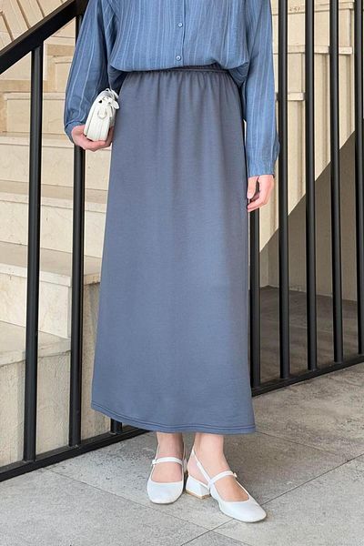 lamelif Anthracite Crystal Hijab Skirt