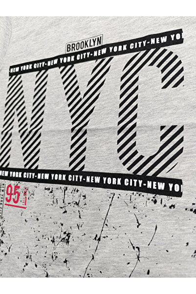 DobaKids Сірий NYC Brooklyn з принтом, унісекс дитячий футболка