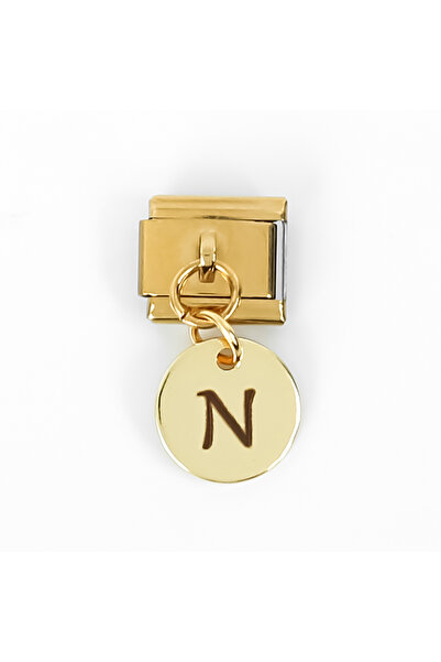 yfhobi Çelik İtalyan Bileklik Charmı, 1 Adet Paslanmaz Çelik Harf Charm, Gold...