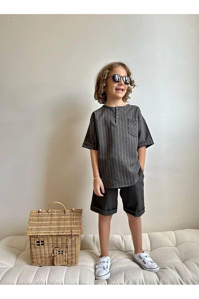 YİGİT BUTİK Yigit Butik Poplin Fabric Boy's Shorts Suit