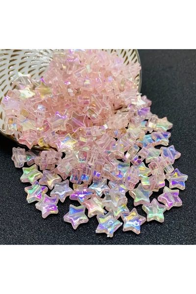 yiğit aksesuar 200Pcs Transparent Janjans with Perforated Star Beads Bracelet Necklace Jewelry Making Supplies