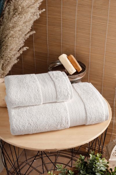 Nuşa طقم مناشف TUANA قطن 70x140 و50x90 مجعد مكون من قطعتين