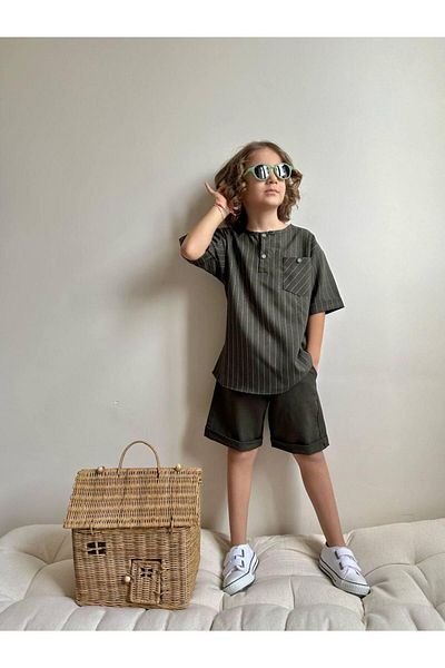 YİGİT BUTİK Yigit Butik Poplin Fabric Boy's Shorts Suit