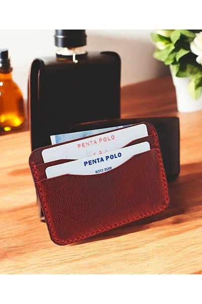 KUVARK Practical Stringing Card Holder - Wallet |   Genuine Cowhide |   Handmade