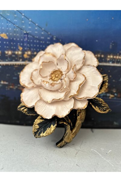 Dekoratif duvar çiçek Şakayık 25cm duvar süsü siyah-krem