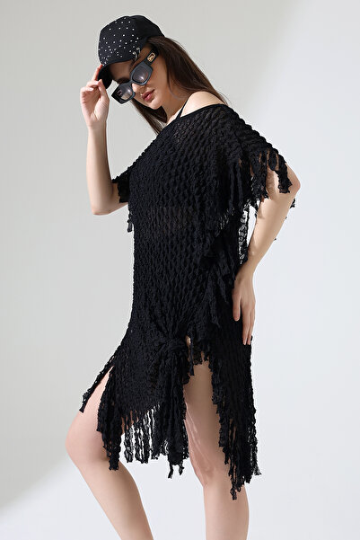 Esberin Embossed Pattern Tasseled Pareo