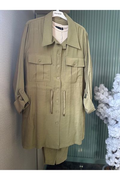 PUREVA Modal Tunic Safari Pants Suit