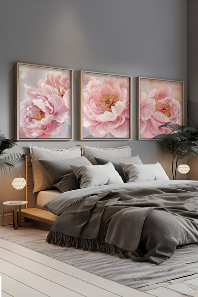 STARYUNA 3-dijelni set za slikanje sa drvenim okvirom, ružičasti cvetovi Yuna154