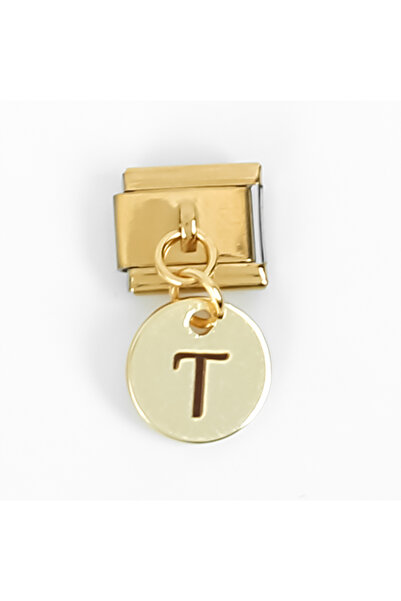 yfhobi Çelik İtalyan Bileklik Charmı, 1 Adet Paslanmaz Çelik Harf Charm, Gold...