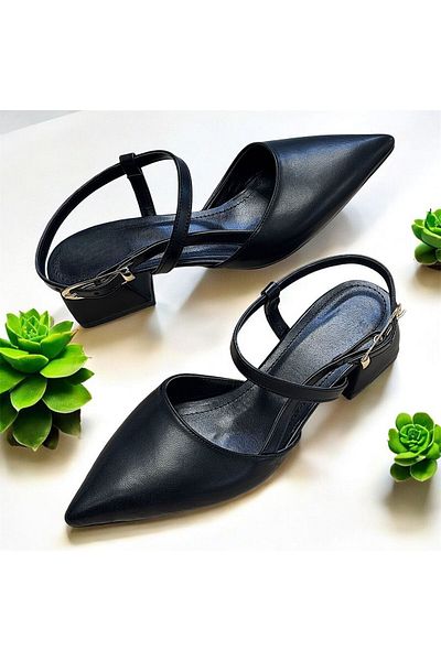 KAFKASLAR AYAKKABI Pointed Toe Short Heel Daily Evening Dress Shoes