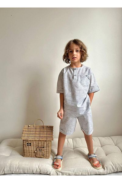 YİGİT BUTİK Yigit Butik Poplin Fabric Boy's Shorts Suit