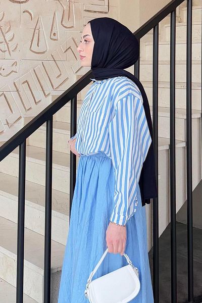 lamelif Lena Oversize Πουκάμισο Μπλε