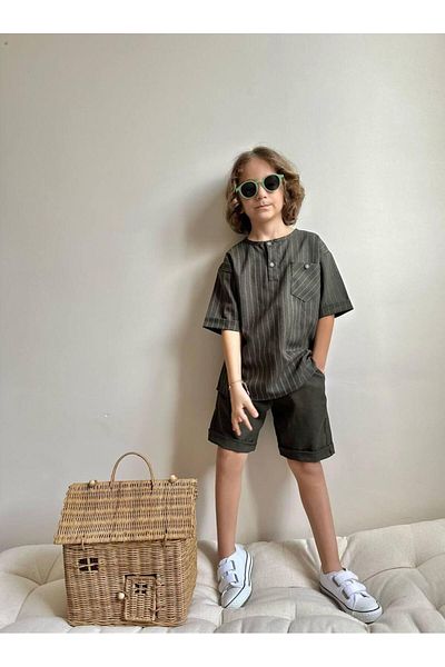 YİGİT BUTİK Yigit Butik Poplin Fabric Boy's Shorts Suit