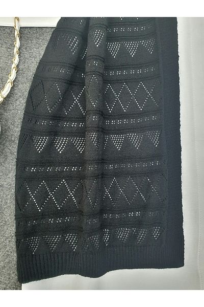 Modamorfo Openwork Patterned Zero Sleeve Knitwear Cardigan -Black
