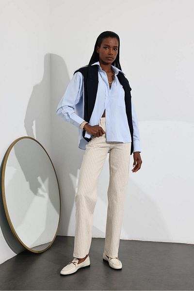 5in1Canpolat Baby Blue Μονό Τσέπη Πουκάμισο Oversize 0019