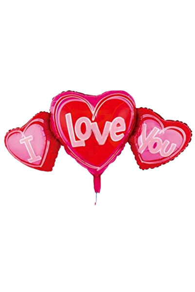 Baloncu Dede بالون هيليوم على شكل قلب من رقائق معدنية حمراء مكتوب عليه "أنا أ...