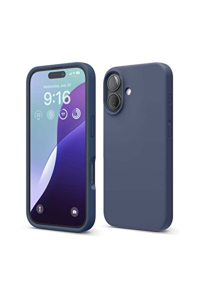 Magic Ring حافظة هاتف مخملية داخلية متوافقة مع هاتف آيفون 16 باللون الأزرق ال...