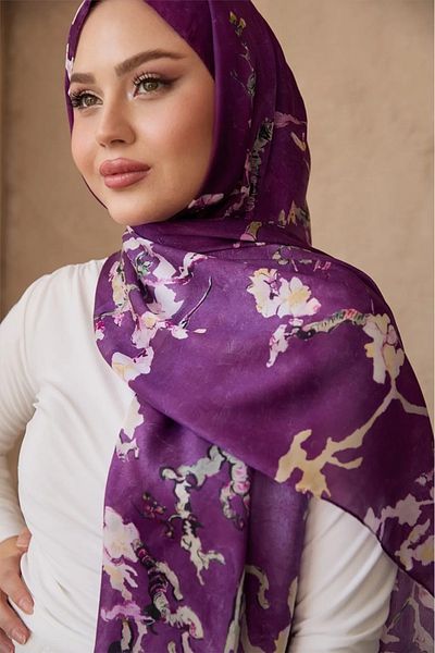 Merve Nayir Μοτίβο Van Gogh Διπλής Όψης Εισαγόμενο Voile Silk Shawl 75 x 190 cm