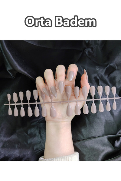 Easy Beauty 24 Adet Badem Takma Tırnak Seti Orta Uzunlukta Her Beden Tırnağa ...