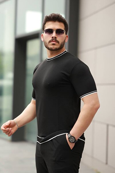 ROBERTO BORNOVA Πλεκτό μπλουζάκι από πολυαμίδιο με ριγέ λαιμόκοψη