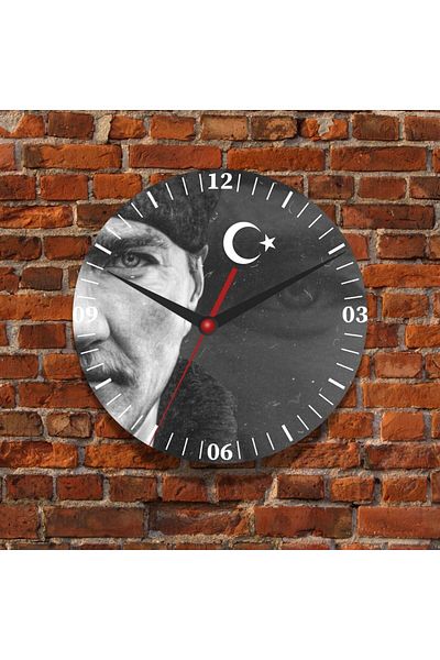 Çılgıntrend Ataturk Designed Wall Glass Clock