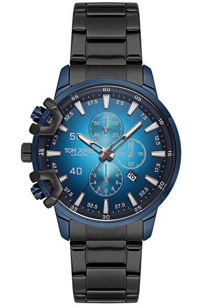 Tom Jones ساعة يد رجالية بتقويم وأرقام فسفورية TJ.1183BK-2A1V