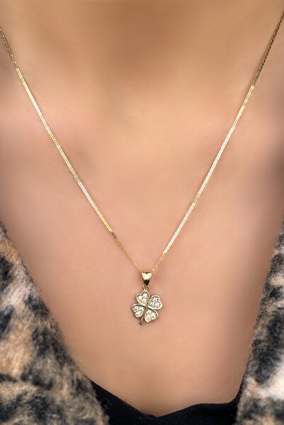 Altınaşkı Yonca Parlak Altın Kolye