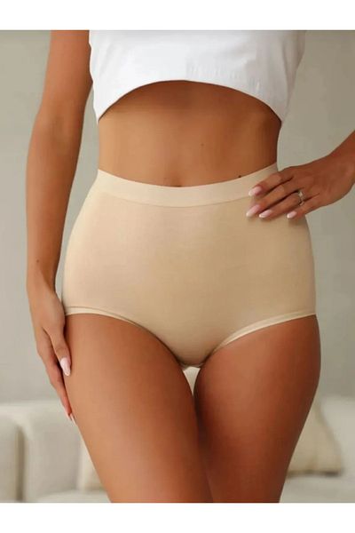 AV ANZAV 1574 Women's 3-Piece Gathering High Waist Skin Color Panties 11656