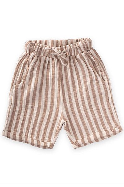 Cigit Double Cuffed Capri 3-8 Years Old Brown Striped