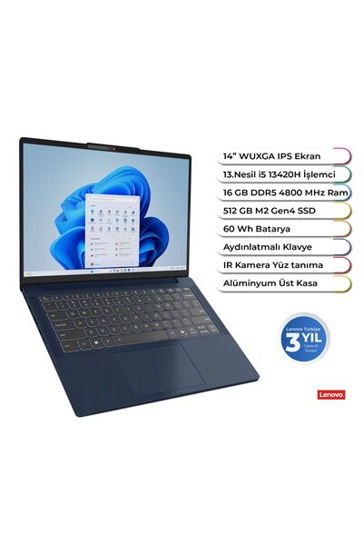 LENOVO Ideapad Slim 3 14ırh10 Intel I5 13420h Ddr5 16gb 512gb Freedos 14 Inç ...