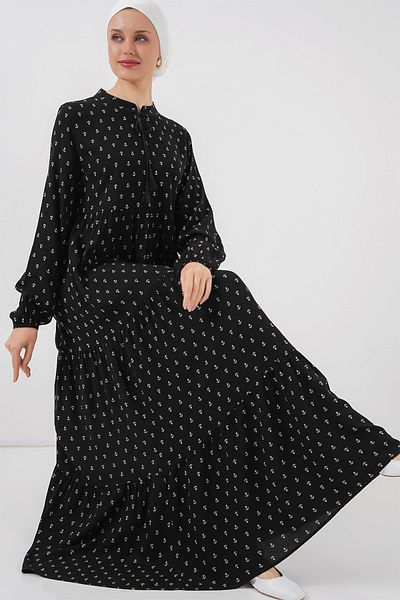 Bigdart Φόρεμα Hijab με κορδόνια 1627 - Μαύρο