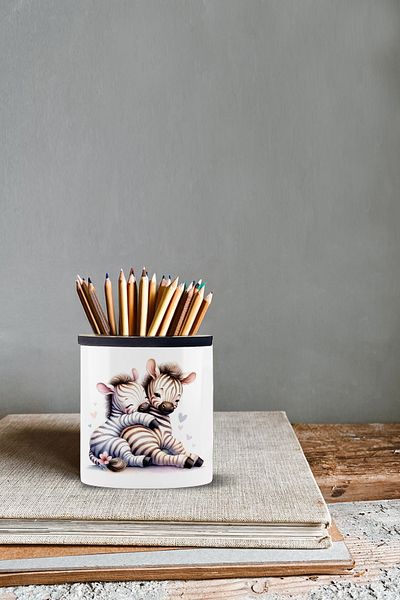 yhfoto Zebras Design Pen Holder - Ceramic Pen Holder - 9cm Height - Two Way Printing -Kl25Yh-110
