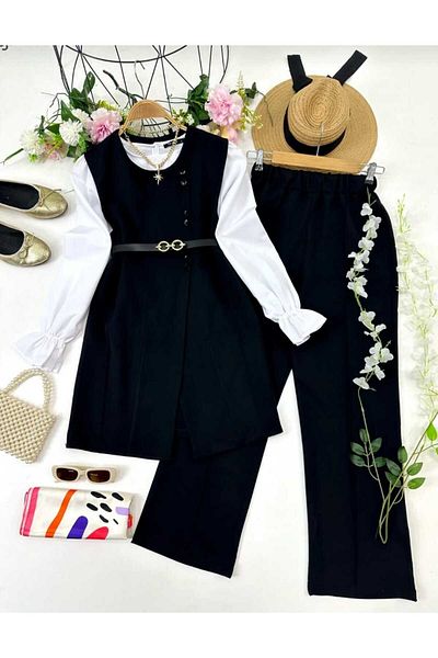 MODA VEDAT Long Vest and Belted Double Suit (Excluding Shirt)
