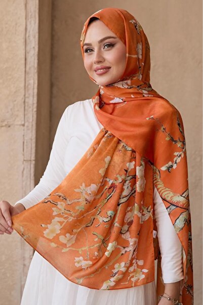 Merve Nayir Μοτίβο Van Gogh Διπλής Όψης Εισαγόμενο Voile Silk Shawl 75 x 190 cm