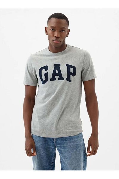 GAP Καθημερινό μαλακό βασικό λογότυπο 856659   Μπλουζάκι Κοντομάνικο T-shirt Ανδρικό T-shirt Γκρι