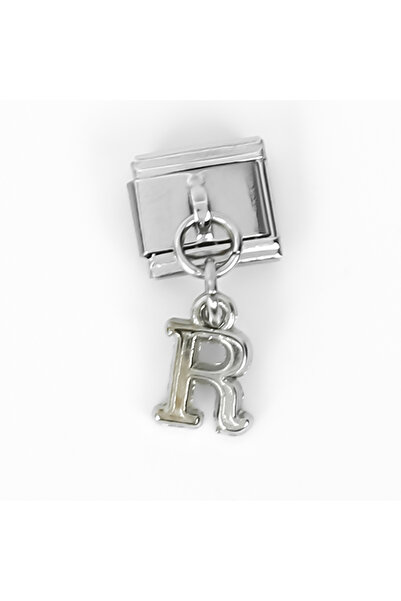 yfhobi Çelik İtalyan Bileklik Charmı, 1 Adet Paslanmaz Çelik Kulplu Harf Char...