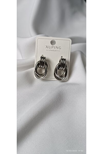 ARİ TAKI Silver Hoop Design Steel Earrings
